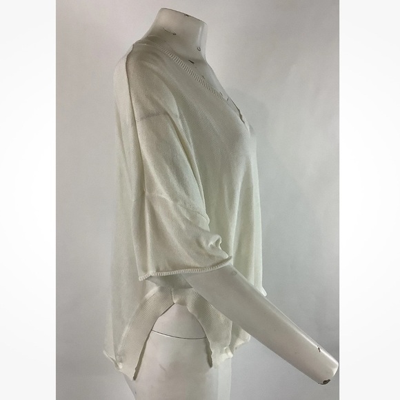 Anthropologie Sz XS Lightweight Dolman Sleeve Sweater Cream Rayon Semi Sheer - Picture 3 of 6